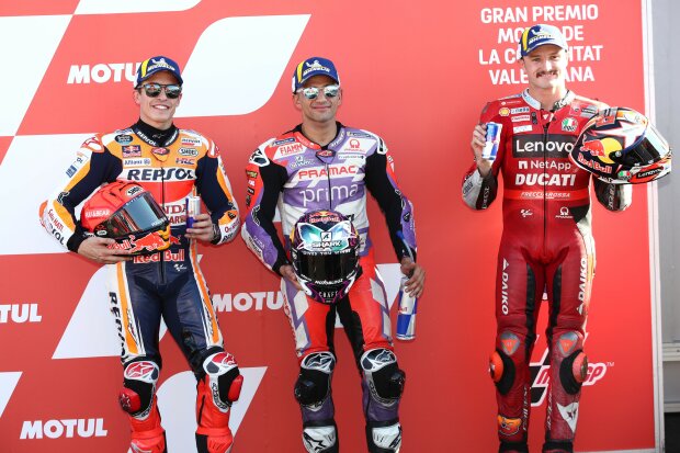 Jack Miller Marc Marquez Jorge Martin Honda Honda MotoGPDucati Ducati Superbike ~Jack Miller (Ducati), Marc Marquez (Honda) und Jorge Martin (Pramac) ~ 