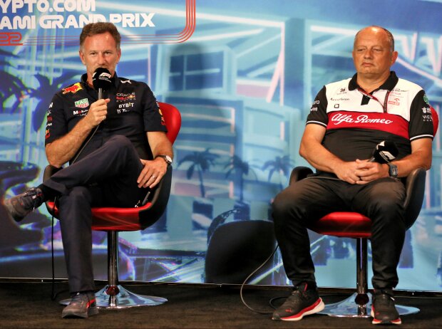 Titel-Bild zur News: Red-Bull-Teamchef Christian Horner und Alfa-Romeo-Teamchef Frederic Vasseur
