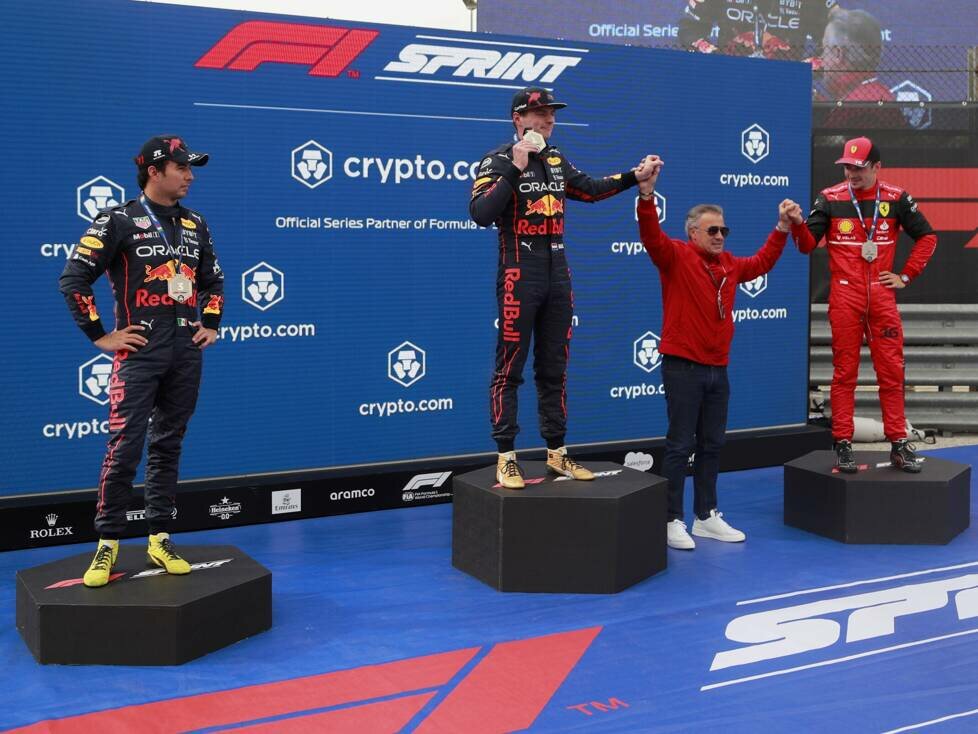Sergio Perez, Max Verstappen, Charles Leclerc, Jean Alesi