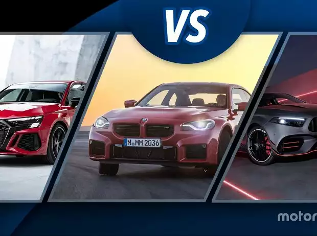 BMW M2 2022 vs Audi RS 3 vs Mercedes A 45 AMG Titel-Bild zur News: BMW M2 2022 vs Audi RS 3 vs Mercedes A 45 AMG