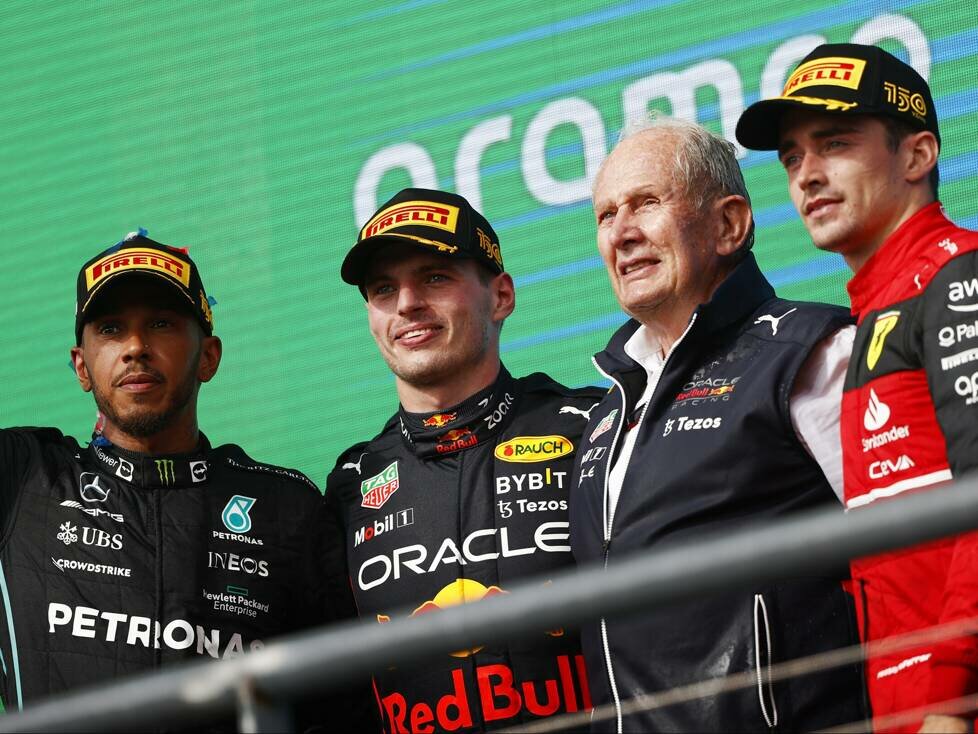 Lewis Hamilton, Max Verstappen, Helmut Marko, Charles Leclerc