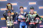 Alvaro Bautista, Toprak Razgatlioglu und Jonathan Rea 