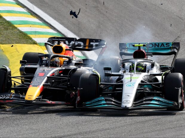 Titel-Bild zur News: Der Unfall zwischen Max Verstappen und Lewis Hamilton beim Brasilien-GP 2022