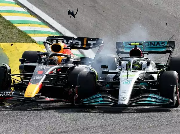 Der Unfall zwischen Max Verstappen und Lewis Hamilton beim Brasilien-GP 2022 Titel-Bild zur News: Der Unfall zwischen Max Verstappen und Lewis Hamilton beim Brasilien-GP 2022