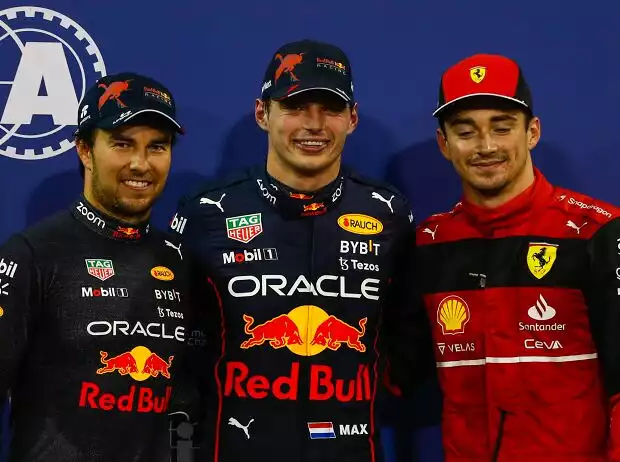 Titel-Bild zur News: Sergio Perez, Max Verstappen, Charles Leclerc