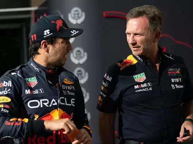 Sergio Perez, Christian Horner Titel-Bild zur News: Sergio Perez, Christian Horner