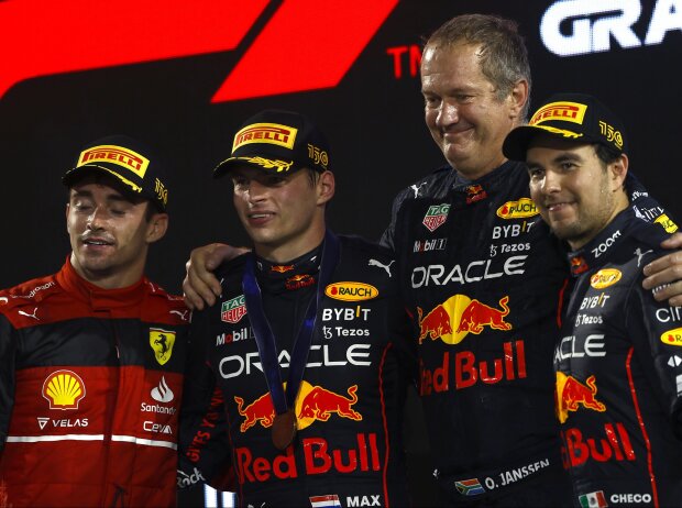 Titel-Bild zur News: Charles Leclerc, Max Verstappen, Sergio Perez