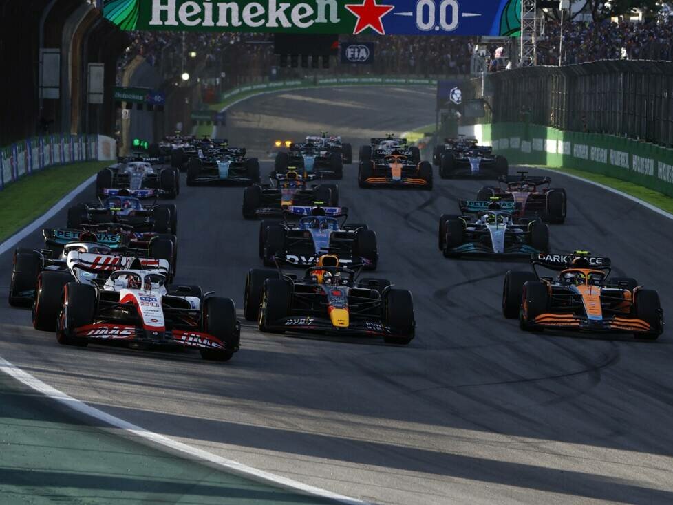 Kevin Magnussen, Max Verstappen, Lando Norris, George Russell