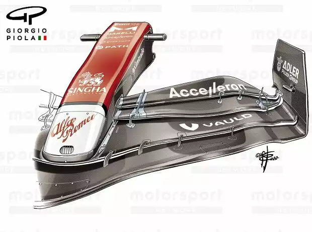Der Frontflügel des Alfa Romeo C42 aus der Saison 2022 Titel-Bild zur News: Der Frontflügel des Alfa Romeo C42 aus der Saison 2022