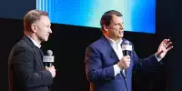 Christian Horner (Red Bull) und Ford-CEO Jim Farley bei der Red-Bull-Präsentation 2023 in New York