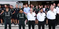 George Russell, Lewis Hamilton, Stefano Domenicali, Ross Brawn