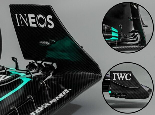 Frontflügeldetails des Mercedes W14