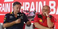 Christian Horner (Red Bull) und Frederic Vasseur (Ferrari) bei der Teamchef-PK in Bahrain 2023