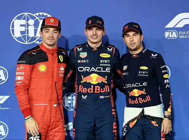 Titel-Bild zur News: Charles Leclerc, Max Verstappen, Sergio Perez