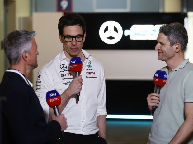 Formel-1-Experte Ralf Schumacher, Toto Wolff (Mercedes) und Peter Hardenacke von Sky