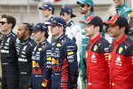 George Russell (Mercedes), Lewis Hamilton (Mercedes), Sergio Perez (Red Bull), Max Verstappen (Red Bull), Charles Leclerc (Ferrari) und Carlos Sainz (Ferrari) 