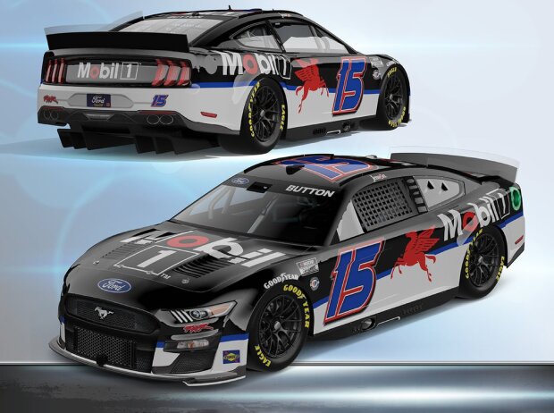 Ford Mustang von Rick Ware Racing für Jenson Button in der NASCAR Cup Series 2023
