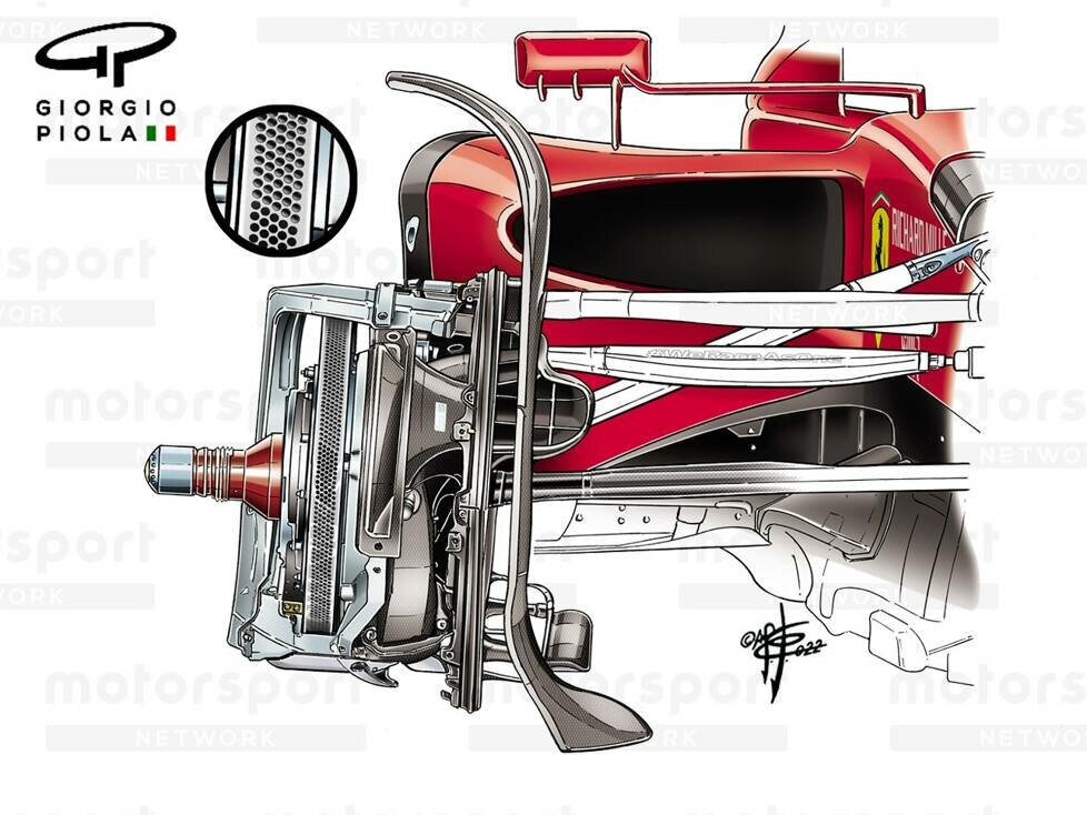 Ferrari F1-75 mit offenliegender Bremsscheibe