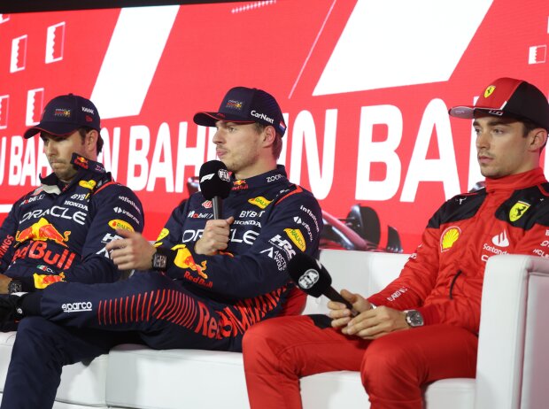 Titel-Bild zur News: Sergio Perez, Max Verstappen, Charles Leclerc