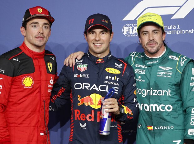 Titel-Bild zur News: Charles Leclerc, Sergio Perez, Fernando Alonso