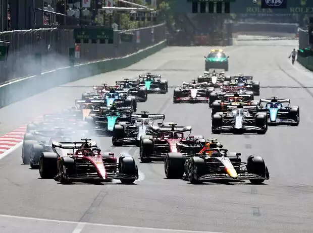 Titel-Bild zur News: Sergio Perez, Charles Leclerc, Carlos Sainz, Max Verstappen, George Russell, Pierre Gasly