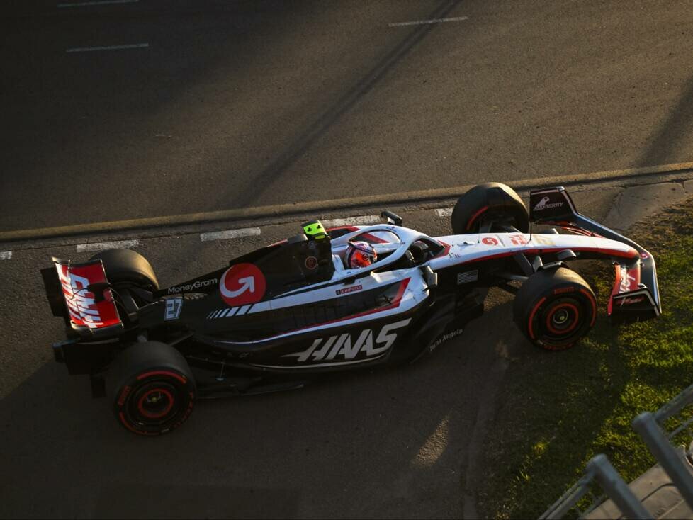 Nico Hülkenberg (Haas) rollte nach der Zieldurchfahrt beim Formel-1-Rennen in Australien 2023 aus