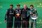 Lewis Hamilton (Mercedes), Max Verstappen (Red Bull) und Fernando Alonso (Aston Martin) 