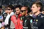 Charles Leclerc (Ferrari), Carlos Sainz (Ferrari), Lewis Hamilton (Mercedes) und Max Verstappen (Red Bull) 