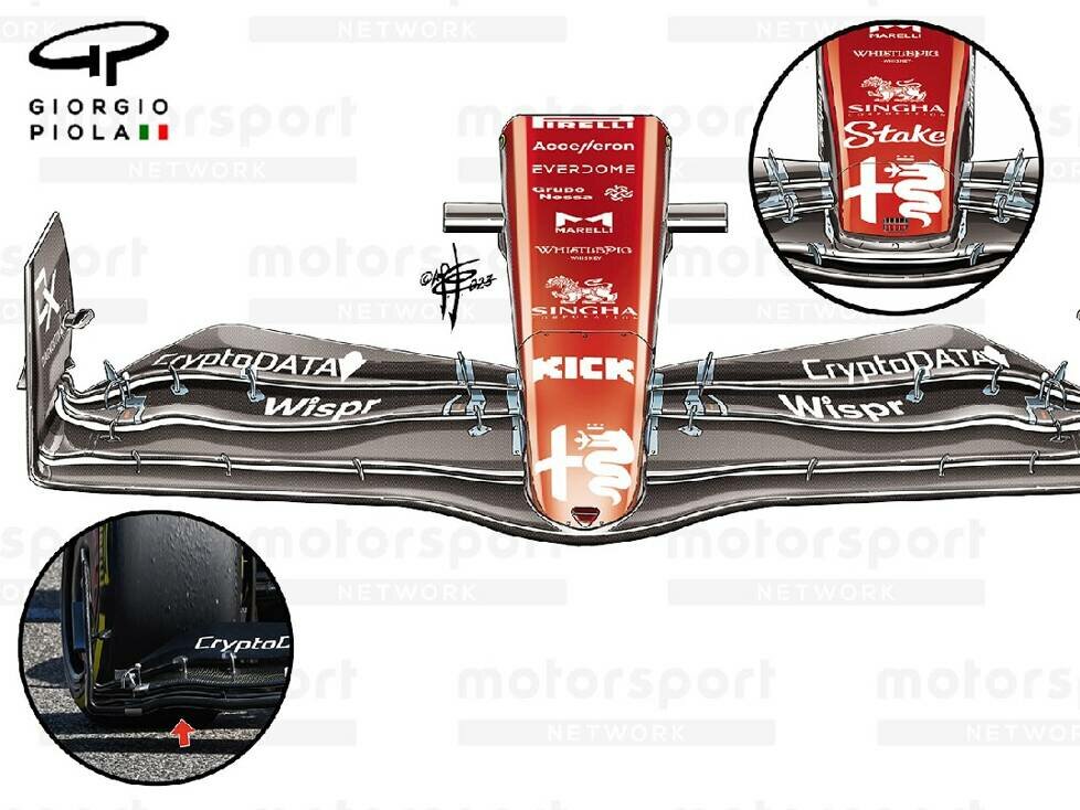 Frontflügel-Update am Alfa Romeo C43 für den Grand Prix von Australien 2023