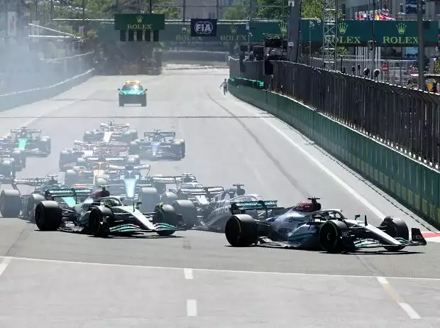George Russell, Lewis Hamilton, Pierre Gasly, Sebastian Vettel Titel-Bild zur News: George Russell, Lewis Hamilton, Pierre Gasly, Sebastian Vettel