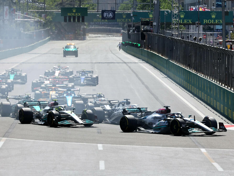 George Russell, Lewis Hamilton, Pierre Gasly, Sebastian Vettel