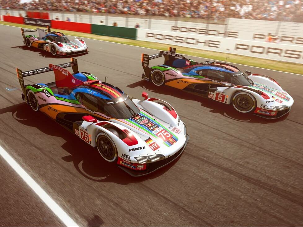 Rendering Porsche 963 in der Sonderlackierung für die 24 Stunden von Le Mans 2023