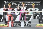 David Alonso (Aspar), Ivan Ortola (MTA Racing) und Jaume Masia (Leopard) 