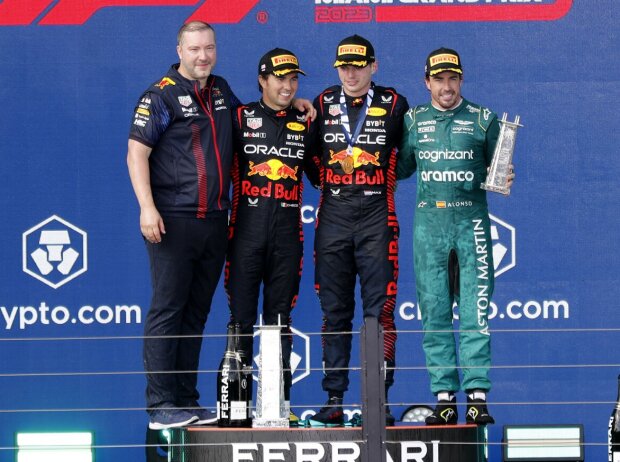 Titel-Bild zur News: Max Verstappen, Sergio Perez, Fernando Alonso