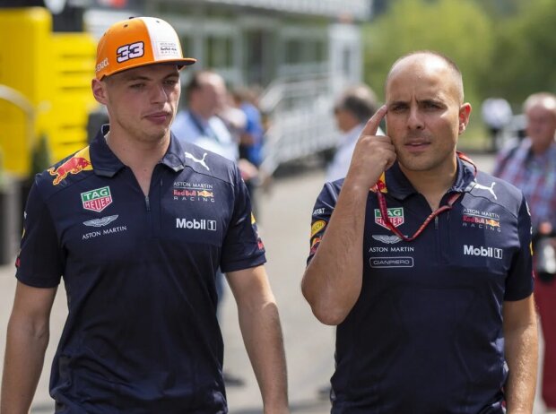 Titel-Bild zur News: Max Verstappen mit seinem Renningenieur bei Red Bull, Gianpiero Lambiase, in der Saison 2018