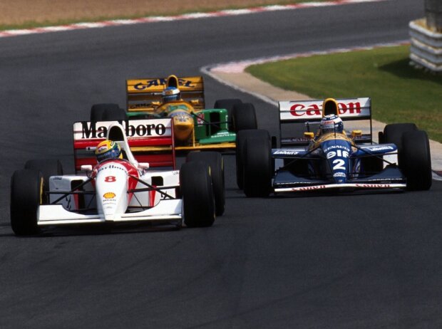 Titel-Bild zur News: Formel 1 1993: Ayrton Senna im McLaren, Michael Schumacher im Benetton, Alain Prost im Williams