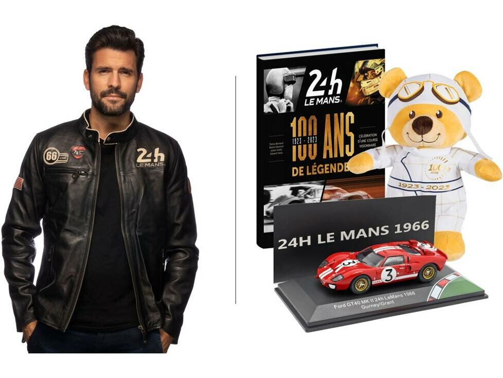 Unter anderem in unserem Shop: Die Lederjacke Shadow in schwarz aus hochwertigem Schafsleder, das offizielle Buch zum 100-jährigen Jubiläum, der Le Mans Teddybär Centennial und der legendäre Ford GT40 MK II von 1966 als Modell