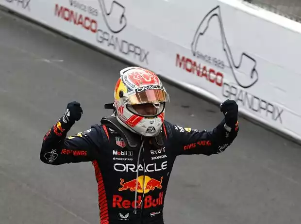 Max Verstappen bejubelt seinen Sieg beim Formel-1-Rennen in Monaco 2023 Titel-Bild zur News: Max Verstappen bejubelt seinen Sieg beim Formel-1-Rennen in Monaco 2023