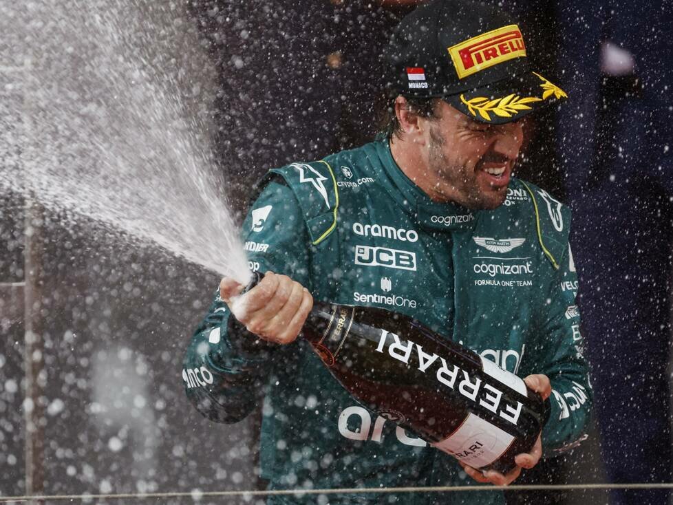 Fernando Alonso (Aston Martin) jubelt über Platz zwei beim Formel-1-Rennen in Monaco 2023