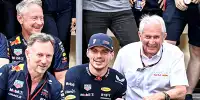 Christian Horner, Max Verstappen, Helmut Marko, Sergio Perez