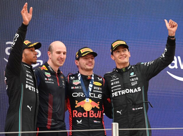 Lewis Hamilton, Max Verstappen, George Russell Lewis Hamilton, Max Verstappen, George Russell