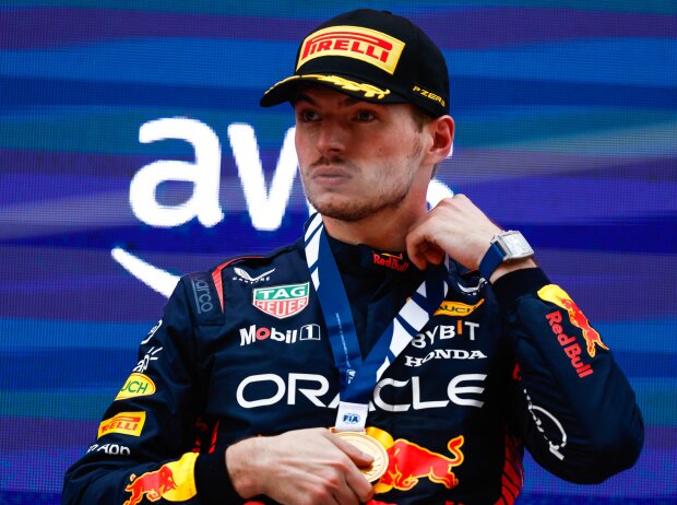 Max Verstappen (Red Bull) feiert den Sieg beim Formel-1-Rennen in Spanien 2023