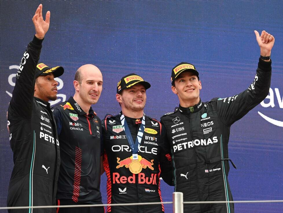 Lewis Hamilton, Max Verstappen, George Russell