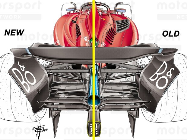 Vergleich: Ferrari SF-23 aus der Formel-1-Saison 2023 vor und nach dem Barcelona-Update Vergleich: Ferrari SF-23 aus der Formel-1-Saison 2023 vor und nach dem Barcelona-Update