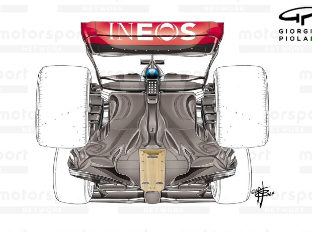 Dank der Kran-Bilder aus Monaco haben wir einen kompletten Blick auf den Unterboden des Mercedes W14