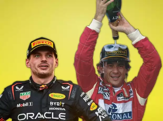 Max Verstappen und Ayrton Senna (Fotomontage) Titel-Bild zur News: Max Verstappen und Ayrton Senna (Fotomontage)