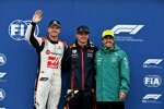 Nico Hülkenberg (Haas), Max Verstappen (Red Bull) und Fernando Alonso (Aston Martin) 