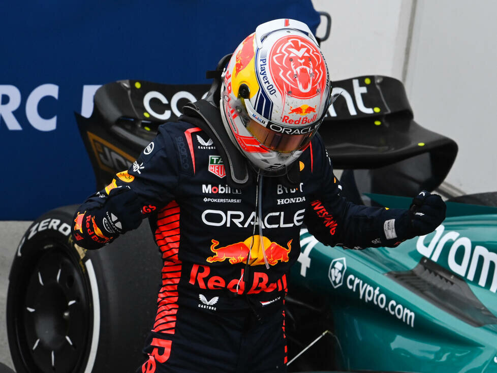 Max Verstappen (Red Bull) jubelt über den Sieg beim Formel-1-Rennen von Kanada 2023