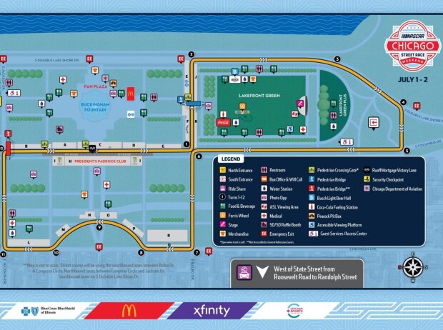 Streckenlayout: NASCAR-Stadtkurs in Chicago Streckenlayout: NASCAR-Stadtkurs in Chicago