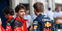 Charles Leclerc (Ferrari) und Max Verstappen nach dem Qualifying zum Formel-1-Rennen in Spielberg 2023